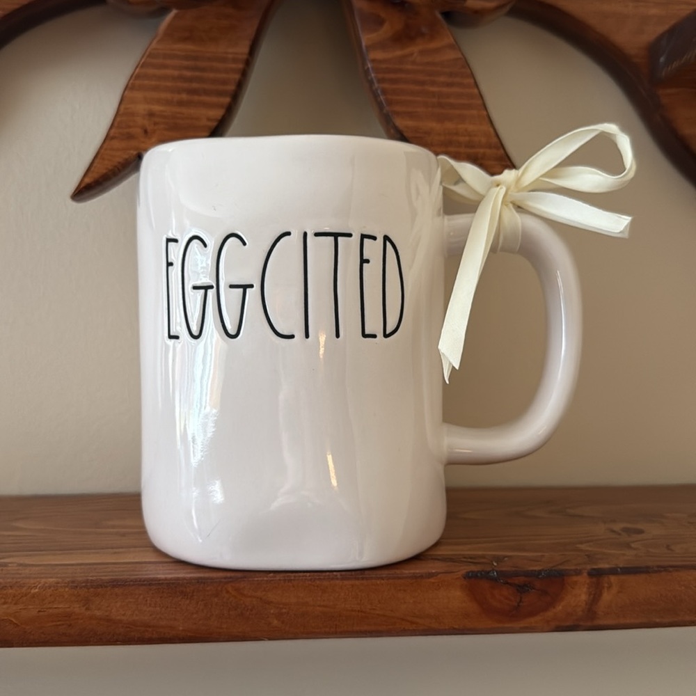 Rae‎ Dunn White 'EGGCITED' Mug